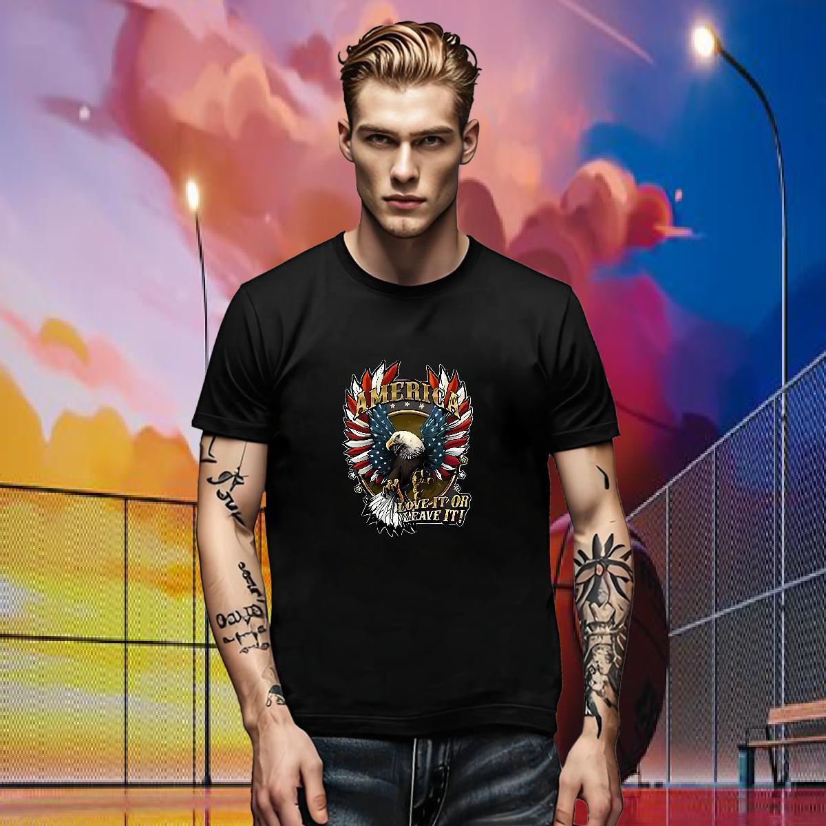 2024 Designer Men Clothes T-Shirt eagle Sport 230g Cotton Tops Tees Crew Neck Breathable TOP Quality T-Shirts White Plus Size