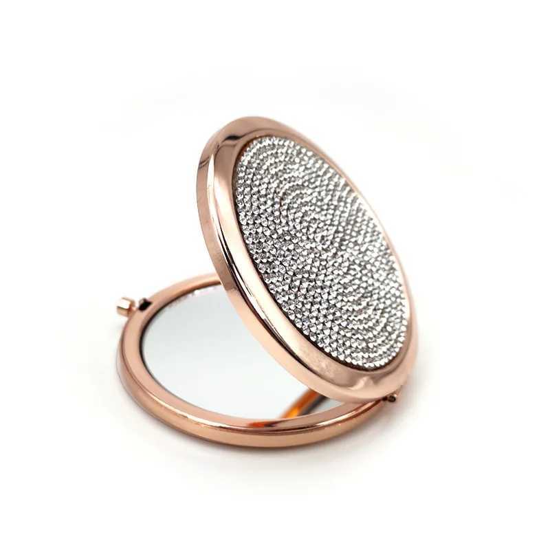 Compact Mirror Travel Exquisite Makeup Tools Rose Gold Round Portable Folding Makeup Mirror Put in Pocket Double-sided Mirror Y240819
