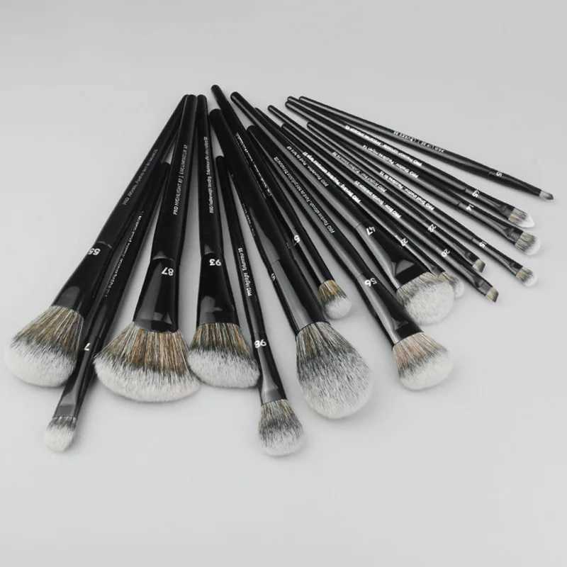16pcs/set Makeup brush-Black cosmetic brushes series-high quality fiber beauty Angled Foundation Eyeshadow Powder Make Up Brush M240820