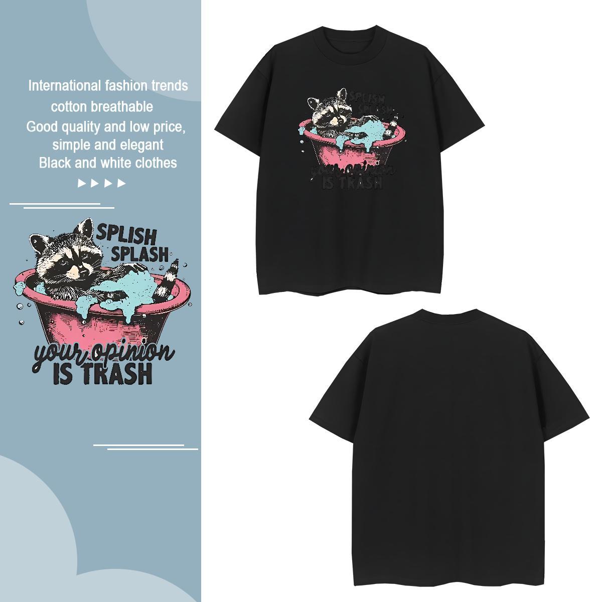 Loose T shirt animals Short Sleeve O-Neck Daily Outfit Oversized 4XL 230g Cotton Men Tops Tees Free Shipping Wear