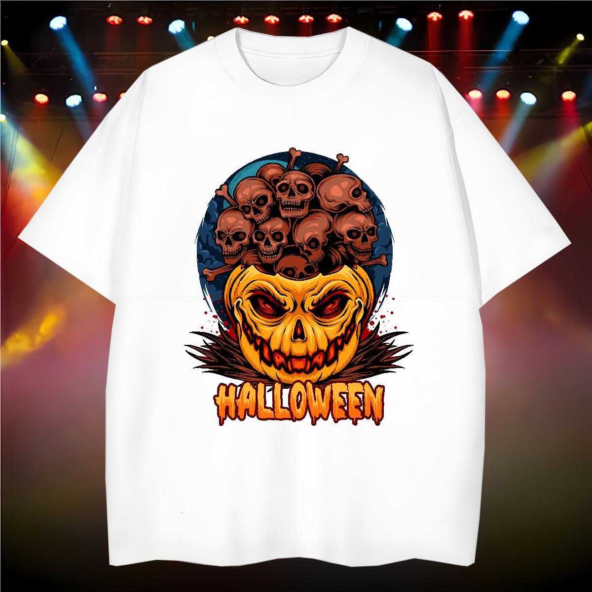 Free Shipping Man T Shirts skull Crew Neck Breathable Sports Casual Oversized 230g Pure Cotton Mens Tshirts DIY Tops Shirt