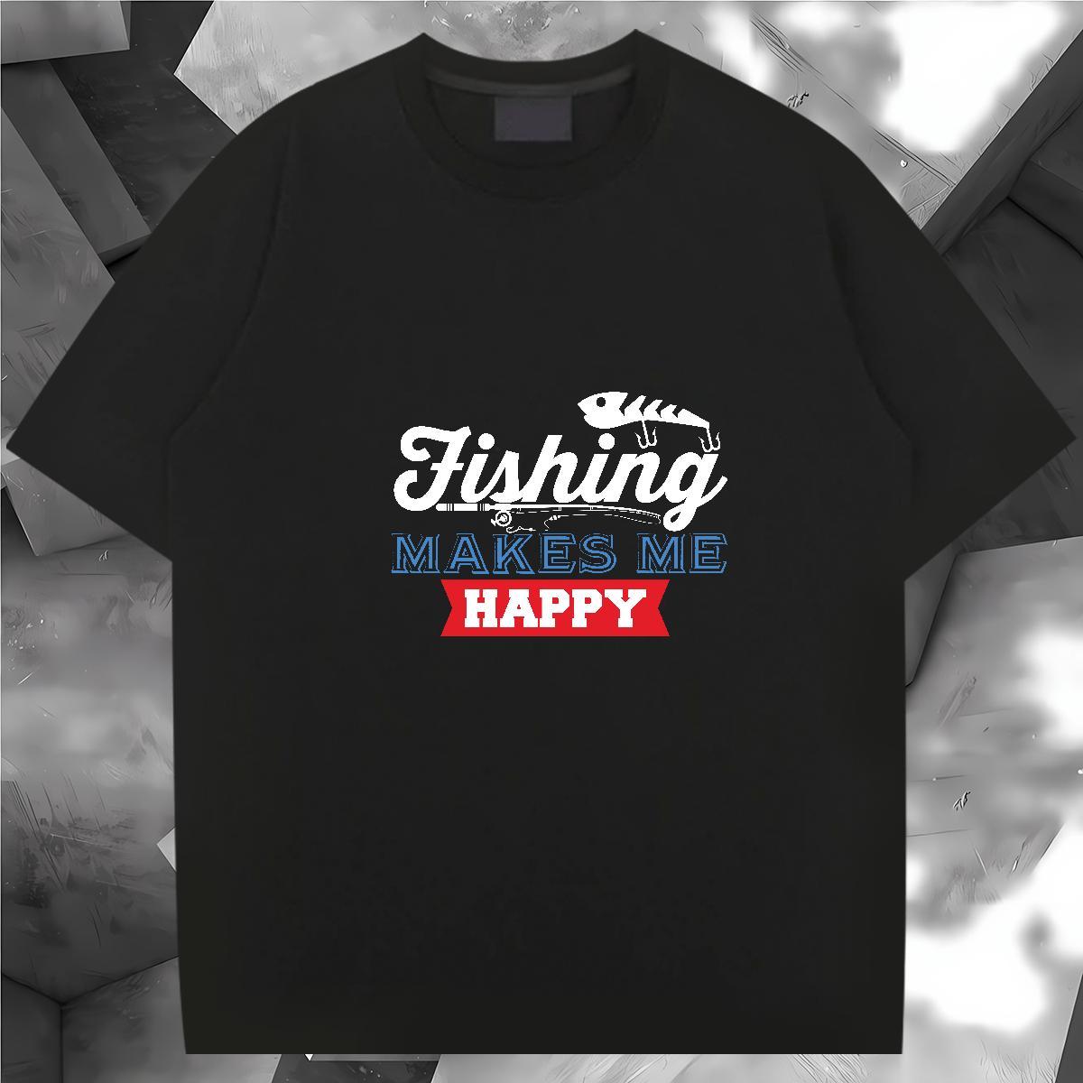Popular fish Man T Shirts High Street Hip Hop Couples T Shirts 230g Pure Cotton Fashion Round Neck Short Sleeve Custom Printing Tees