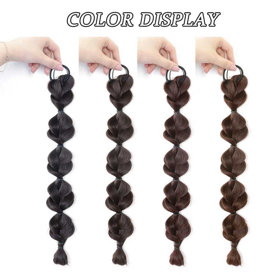 LM Synthetic Bubble Twisted Ponytail High Elasticity Wig Female Hair Side Natural Lantern Braid Black House Tail Hair W240817