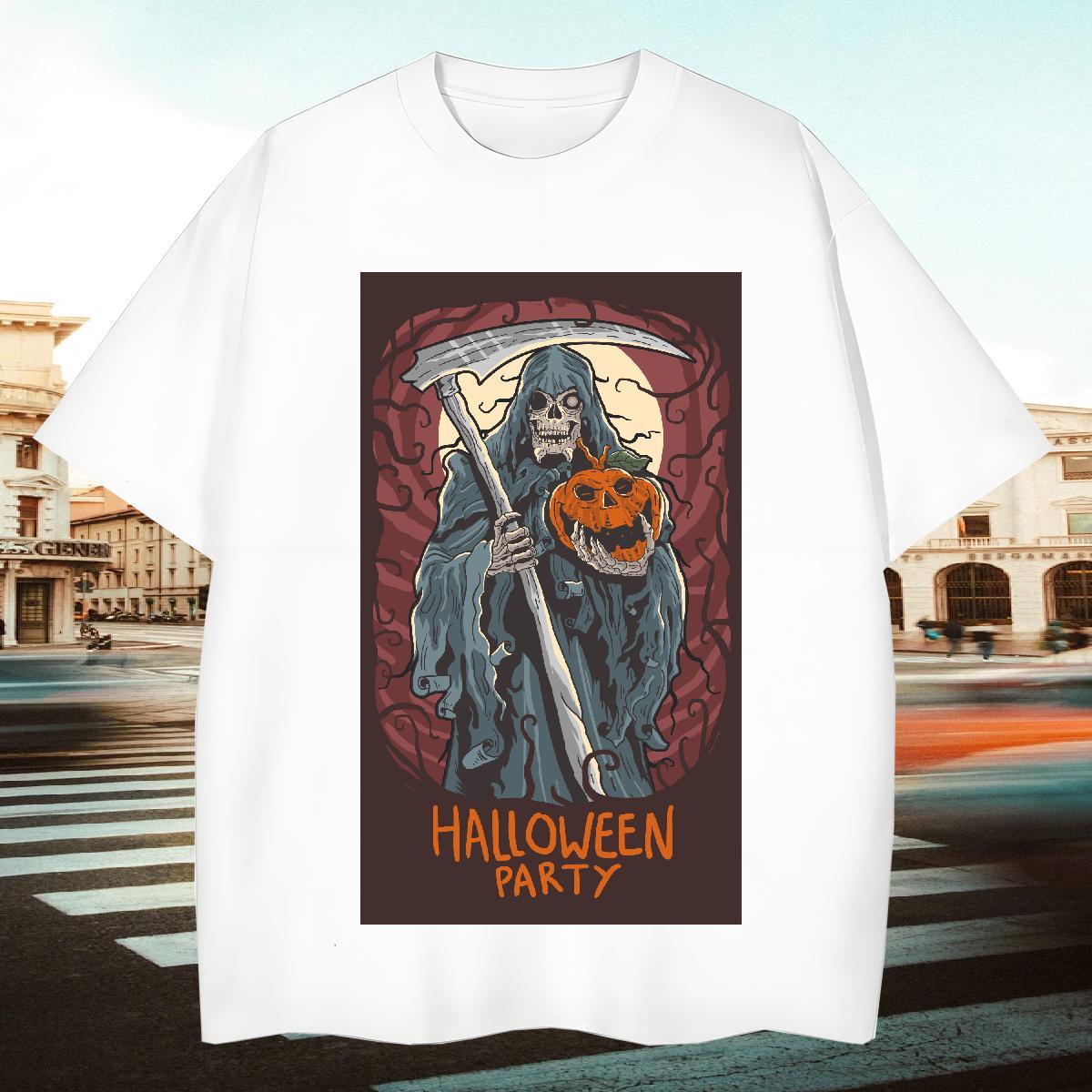 Unisex Mens T Shirts halloween Breathable Crew Neck Casual DIY Logo Oversized 100% Cotton 230g Men Clothes T-Shirt New Tee Shirt