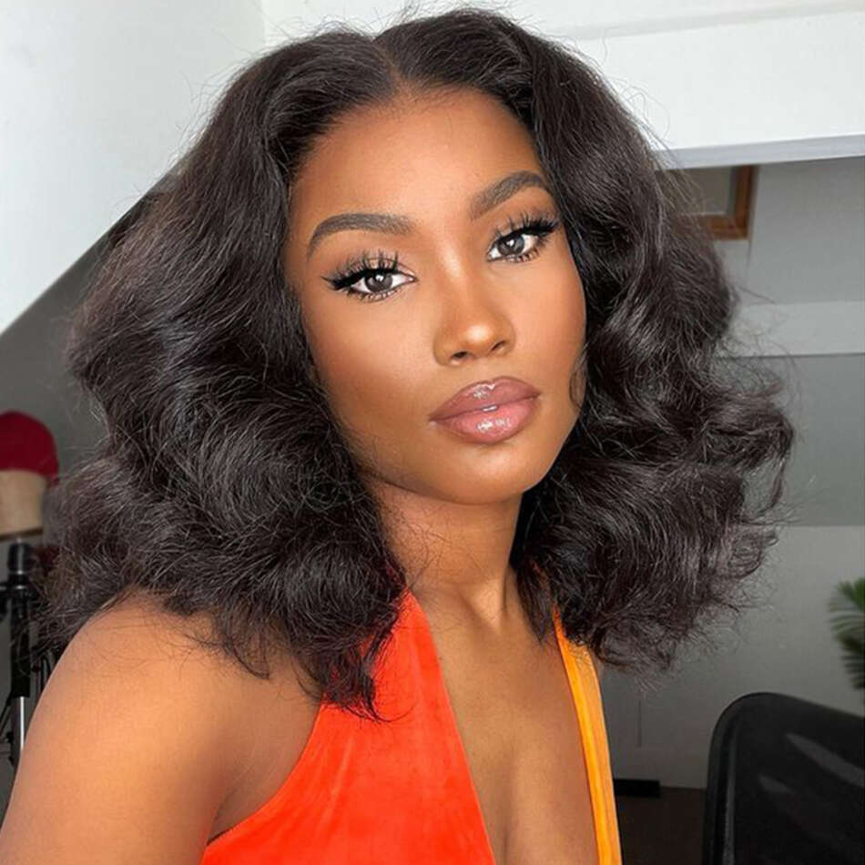 Glueless Bob Wig 13X4 Peruvian Body Wave Front Natural Color Preplucked Human Hair Lace Wigs For Black Women
