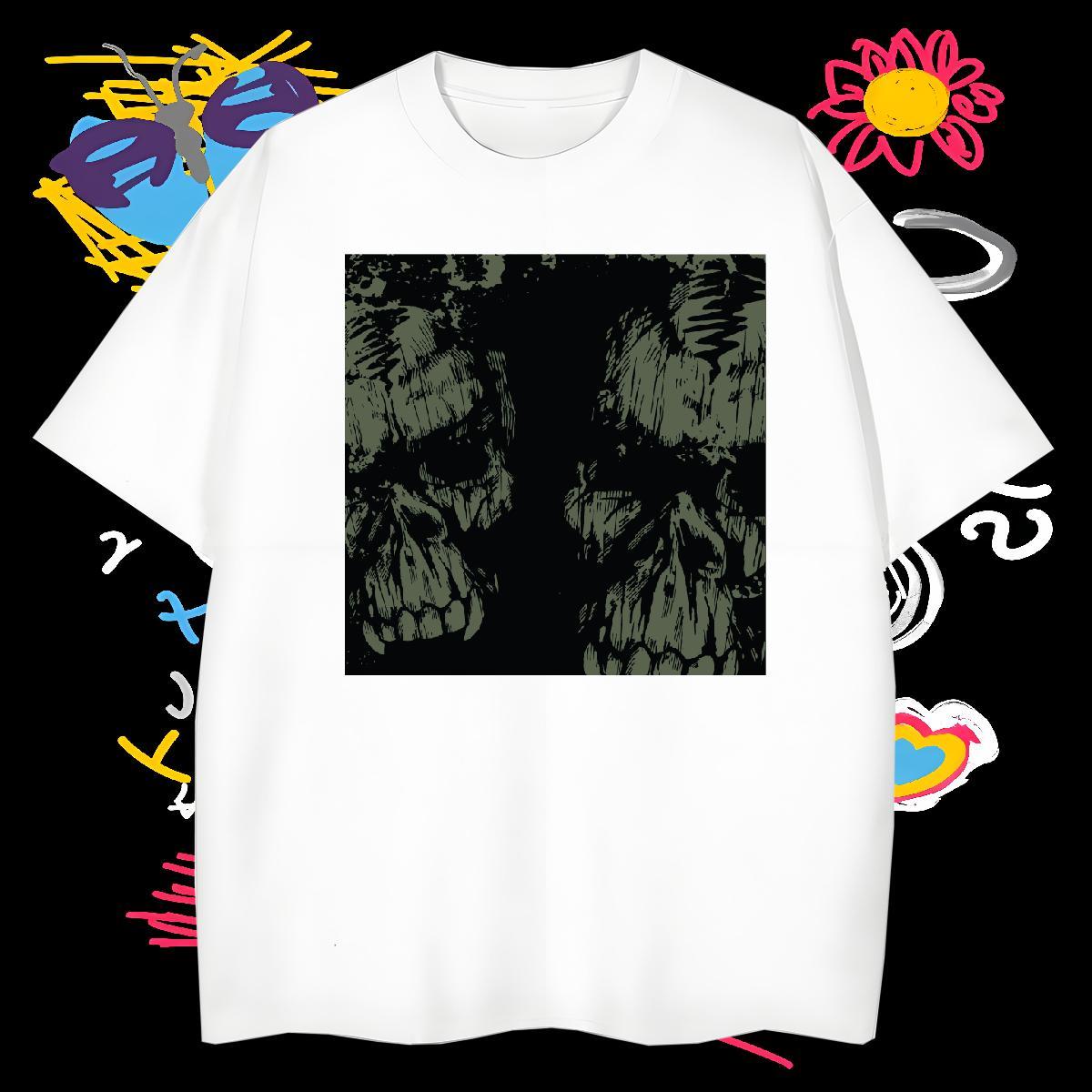 Men T Shirts 230g Pure Cotton scary Casual Daily Wear Crew Neck Custom Anime Men Clothes T-Shirt Designer Fashion Loose Tops Shirt