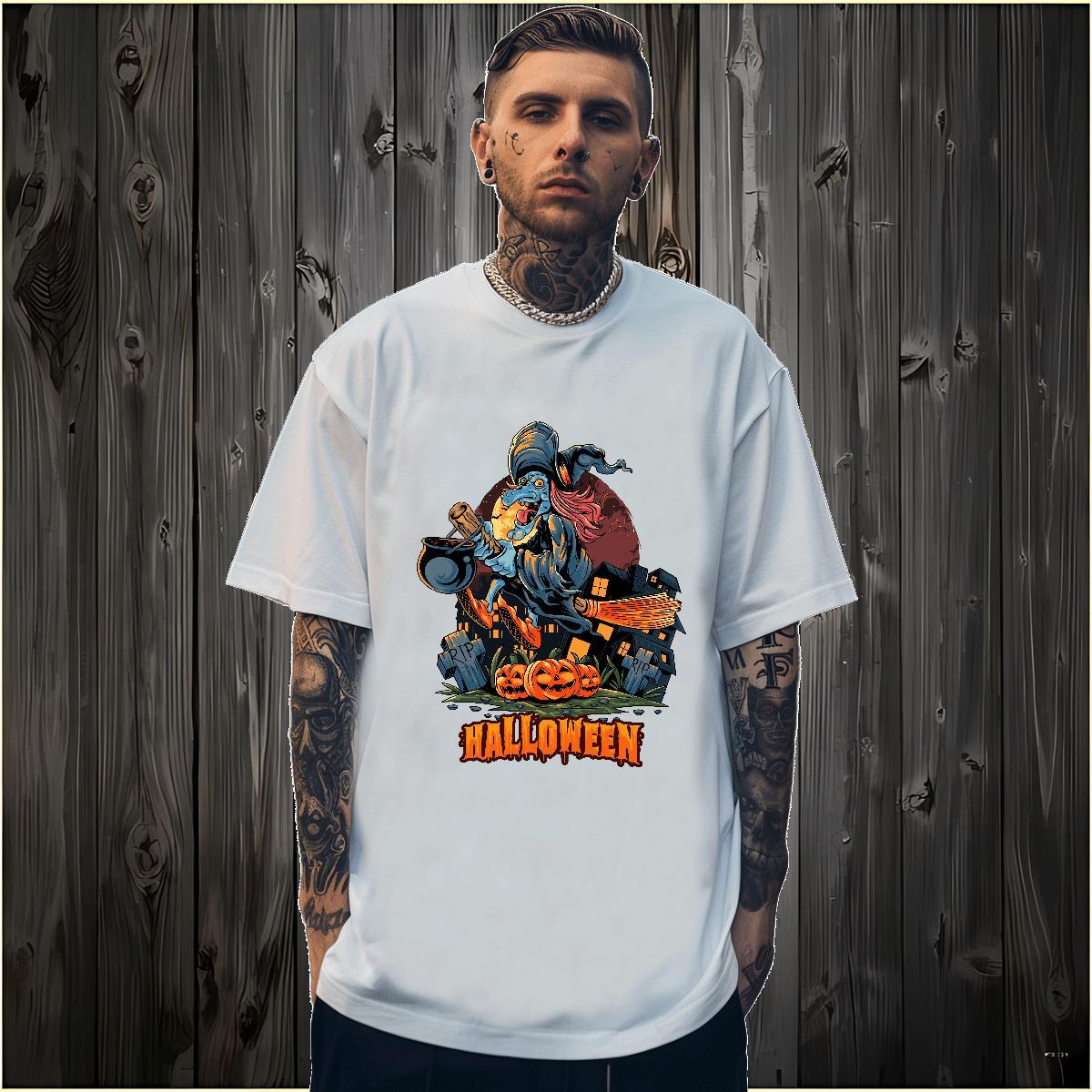 High Quality T shirt halloween Breathable Crew Neck Beach White Plus Size 230g Cotton Couples T Shirts Classic Casual Tees Shirts