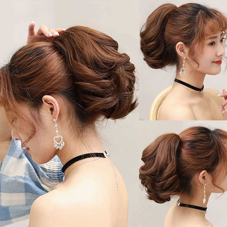 Synthetic curly Ponytail Hair Extension Short Curly Wave Ponytail Female Claw Clip Ponytail High Ponytail Wig Natural H W240817