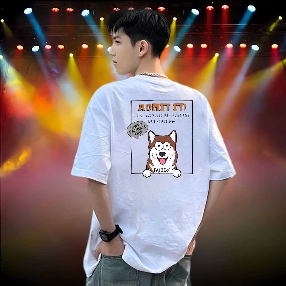 Custom Men Tops Tees dog High Street Hip Hop 230g 100% Cotton Clothings Round Neck Short Sleeve Comfortable T shirt Anime Print