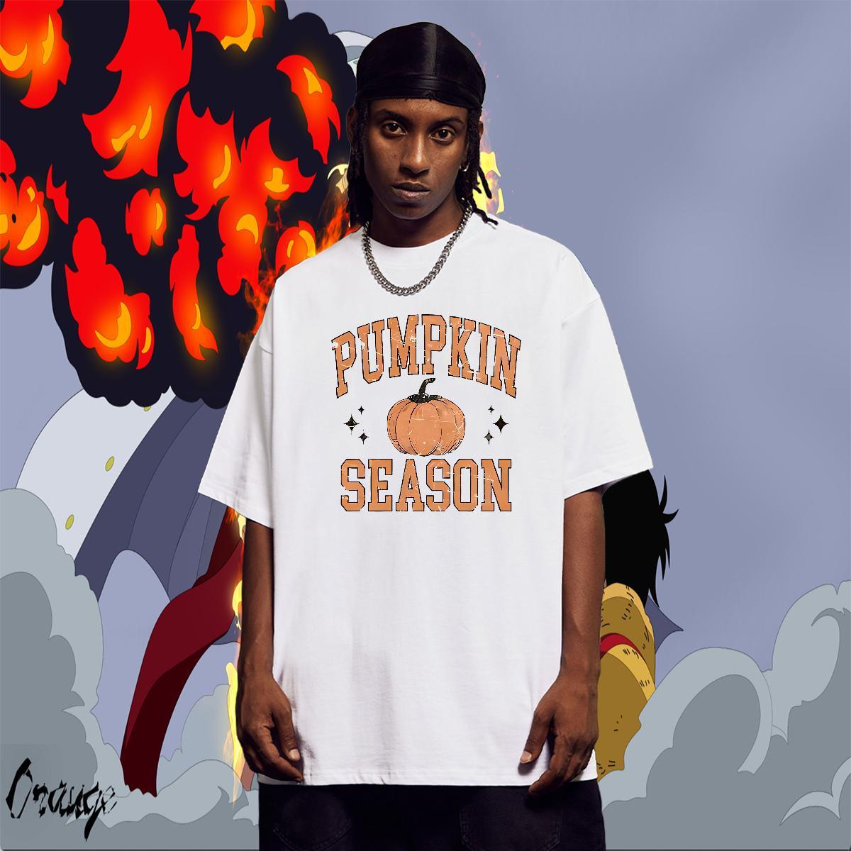 New Designer pumpkin Men Tshirts 230g 100% Cotton Men T Shirts Custom Print Plus Size Sports Casual Breathable Short Sleeve Loose Fit Tee Shirt