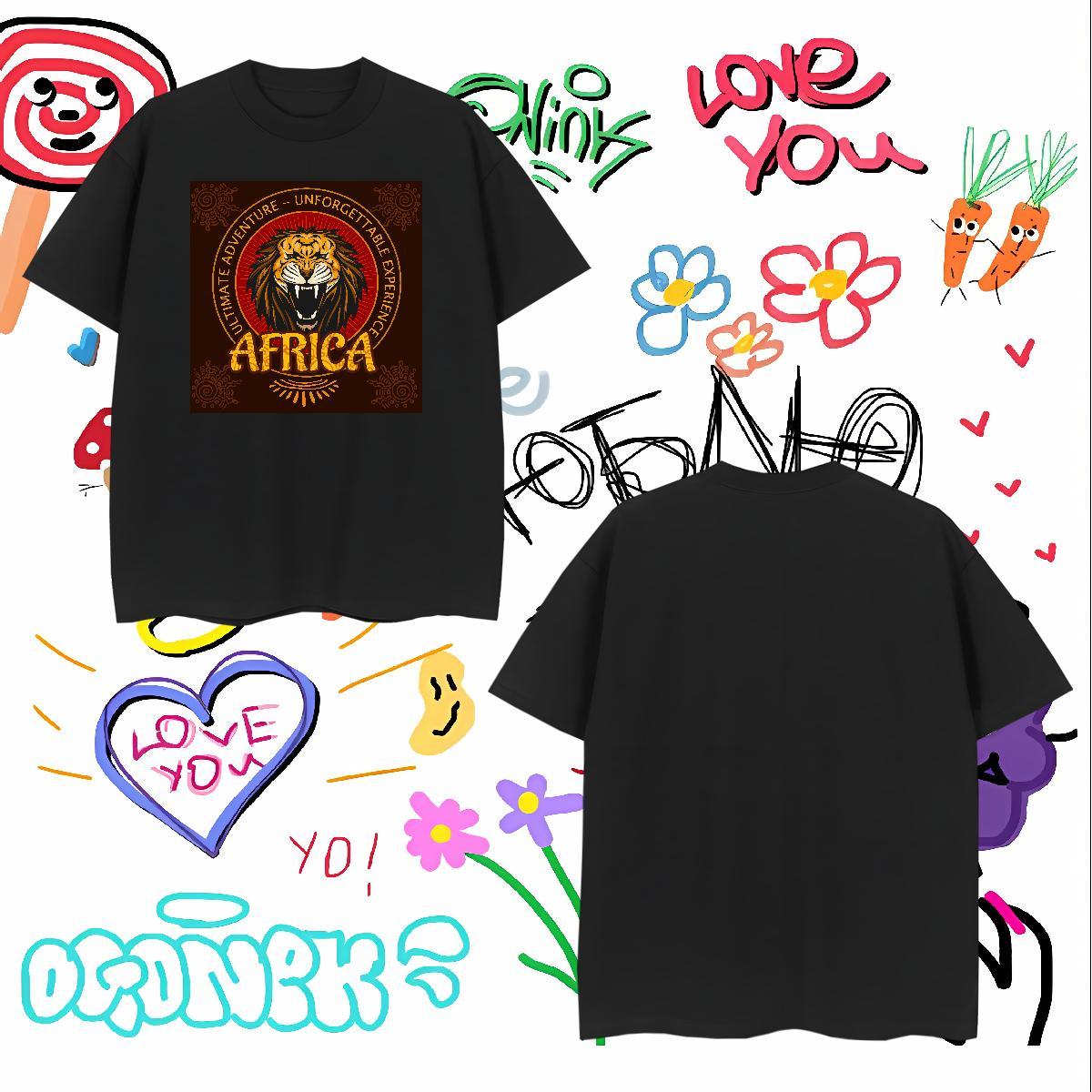 Unisex Mens T Shirts lion Breathable Short Sleeve Street Wear DIY Anime 230g 100% Cotton Men Tees 2024 Designer Tops