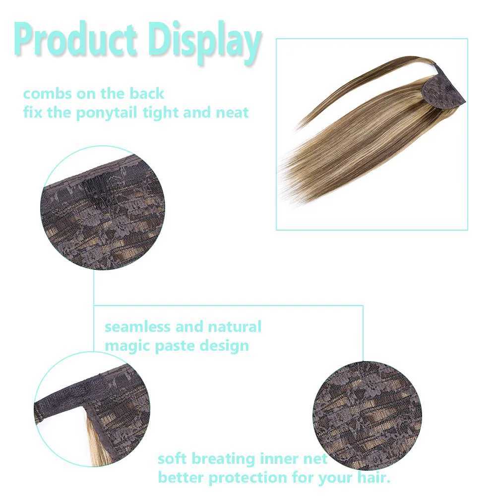 Ponytail human hair natural human hair extension real human hair female fake tail smooth human natural ponytail W240817