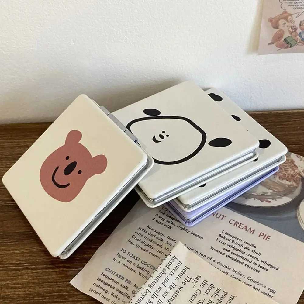Cartoon Double-Sided Square Makeup Mirror Cute Little Bear Mini Cosmetics Mirror Portable Pocket Mirror Women Cosmetics Tools Y240819