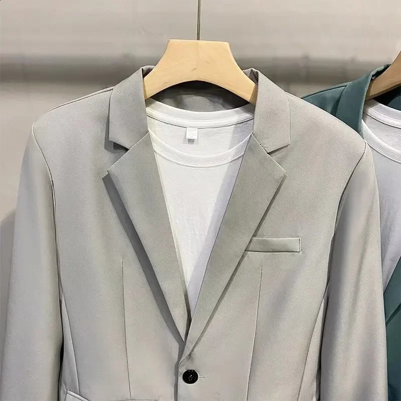 Korean style n emotional Draped casual suit for spring and autumn weight loss Western mens fashion jacket 240819