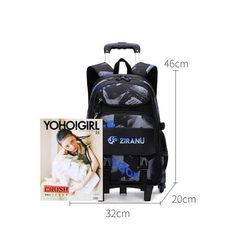 Children School Bag With Wheels School Rolling Backpack Wheeled Bag Students Backpack Kids Trolley Bag For Boys Travel Bag Y240820