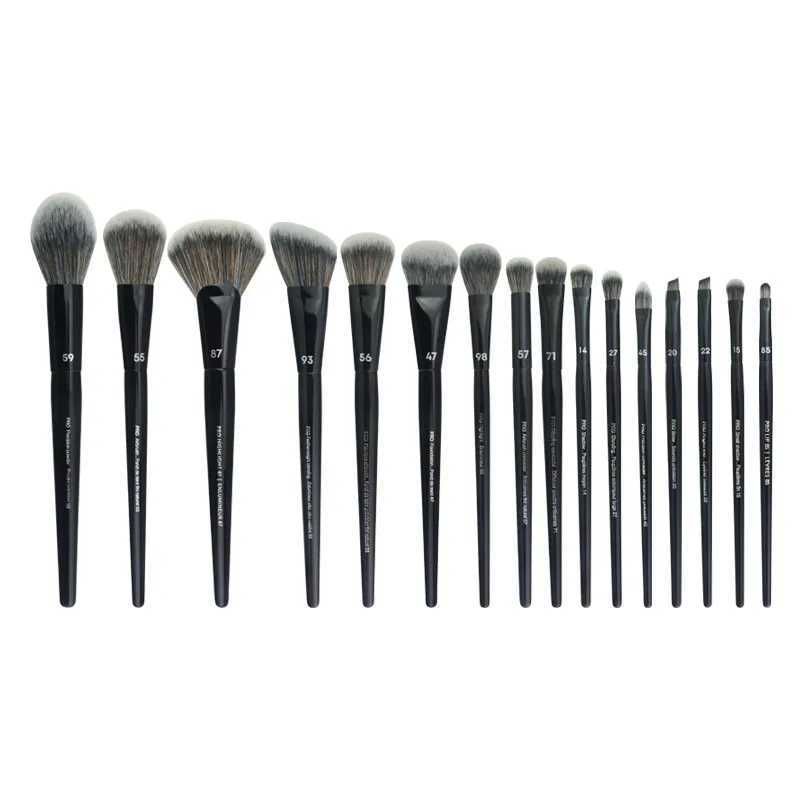 16pcs/set Makeup brush-Black cosmetic brushes series-high quality fiber beauty Angled Foundation Eyeshadow Powder Make Up Brush M240820