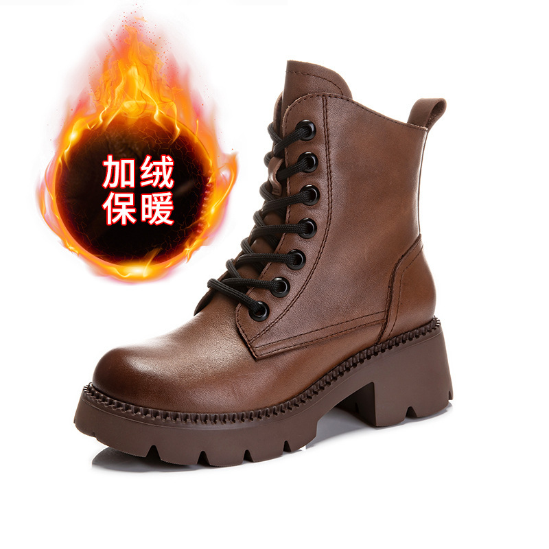 Ddmysports Foam Genuine Leather Short Autumn Winter New Women S Thick Soled Height Increasing Martin For In And Thin Boots OUTDOOR