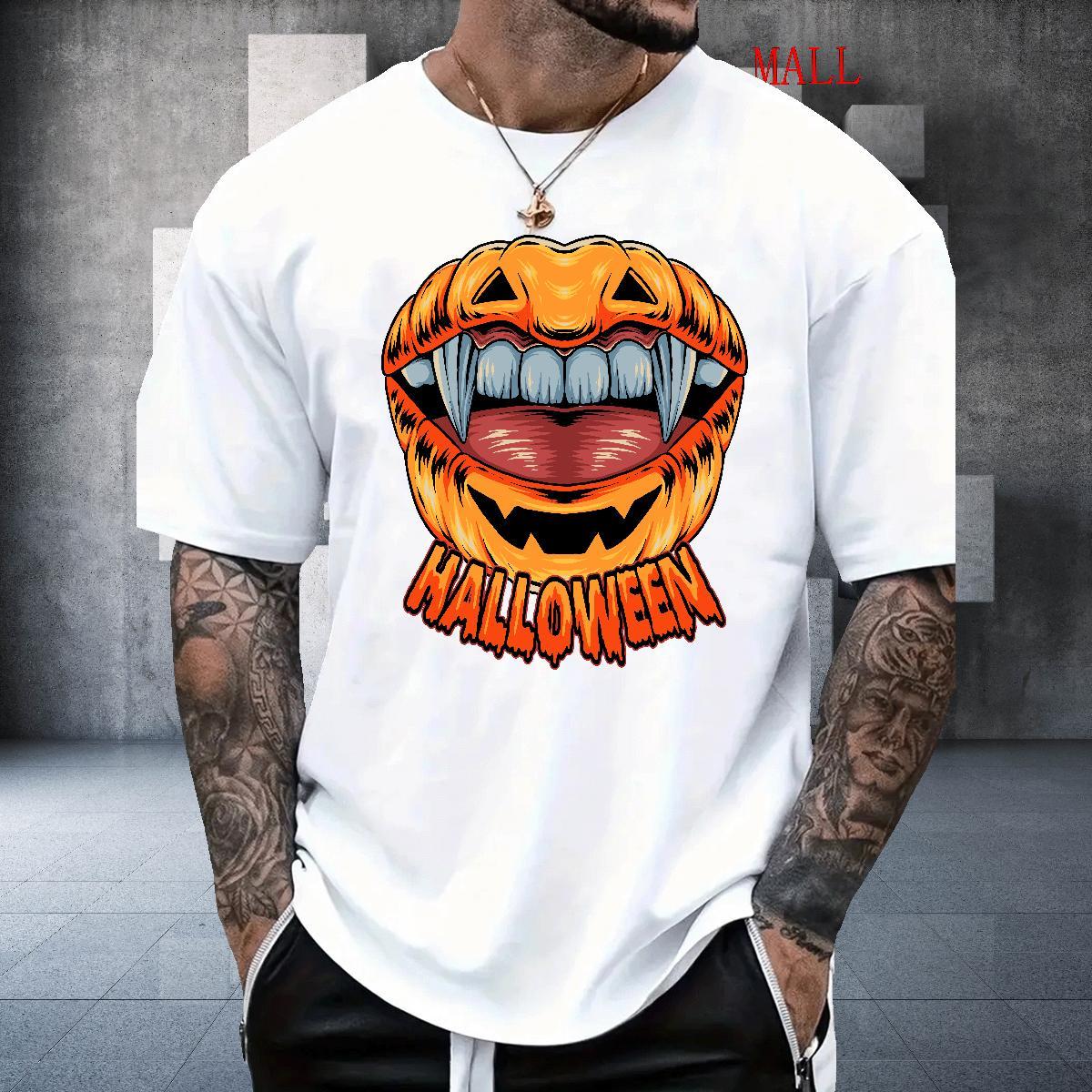 Free Shipping T-Shirts for Men pumpkin Breathable Crew Neck Street Casual DIY Printed 230g Cotton Men Tees Fashion New Wear