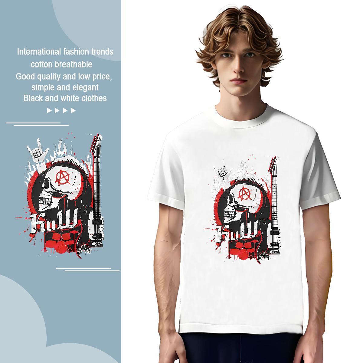 Men T Shirts 230g Cotton scary High Street Hip Hop Short Sleeve Soft Custom Big Size Men Tops Tees DIY Customized Free Shipping Wear