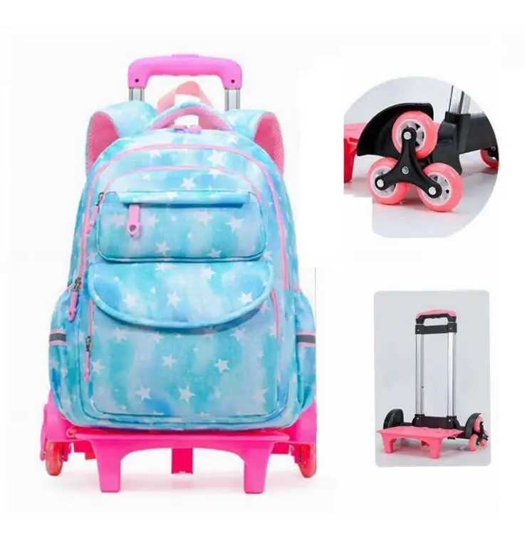 School Rolling Backpack Bag For Girls School Wheeled Backpack Bag Student Book Bag with Wheels Kids Rolling Travel Trolley Bags Y240820