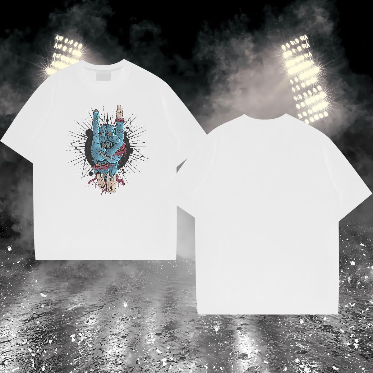 Wholesale Man T Shirts hand Round Neck Short Sleeve Street Wear White Plus Size 100% Cotton 230g Men Tshirts Designer Fashion Tops Shirt