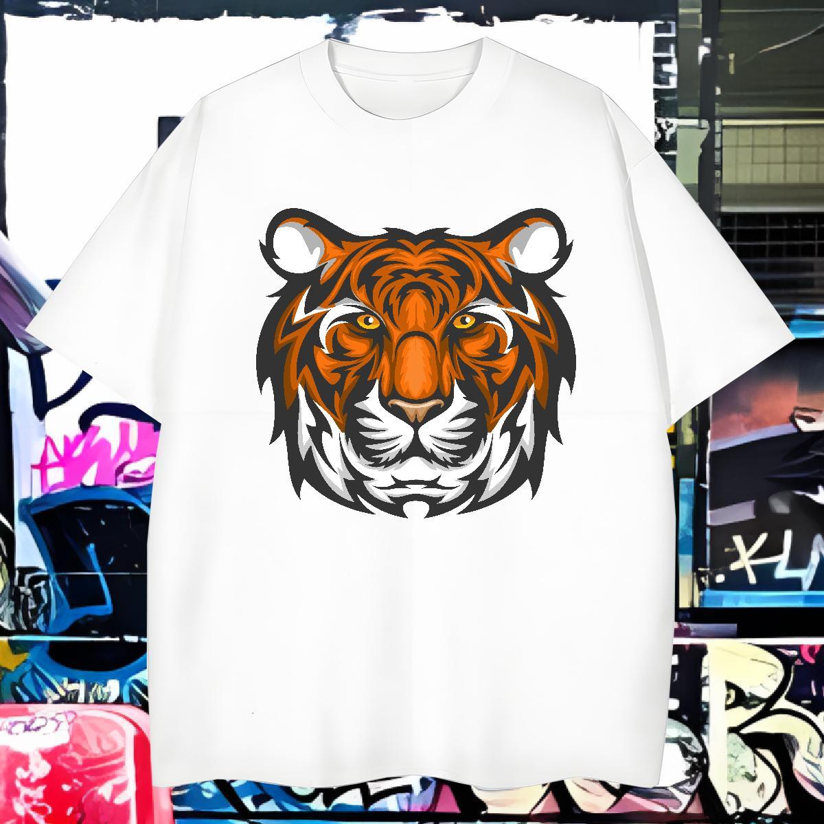 New Arrival Mens Tshirts tiger Daily Outfit 230g 100% Cotton Tops Shirt Pure Cotton Classic Men T Shirts Oversized 3XL 4XL