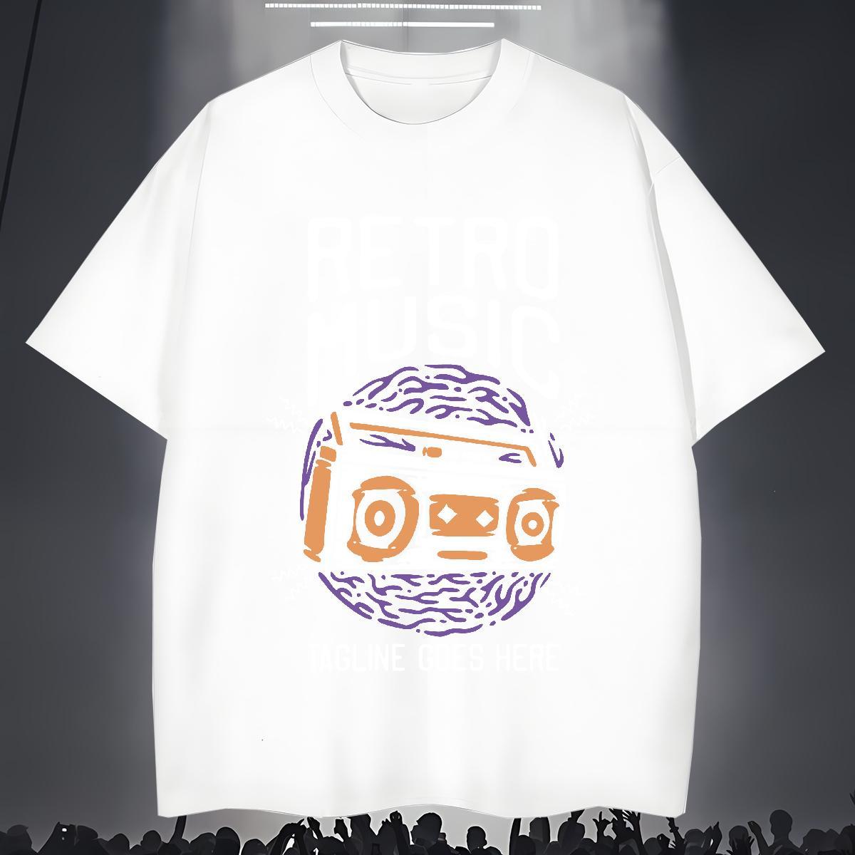 TOP Quality radio 230g 100% Cotton Couples T Shirts Street Wear Crew Neck T shirt 2024 DIY DIY Logo Oversized Tops Shirt