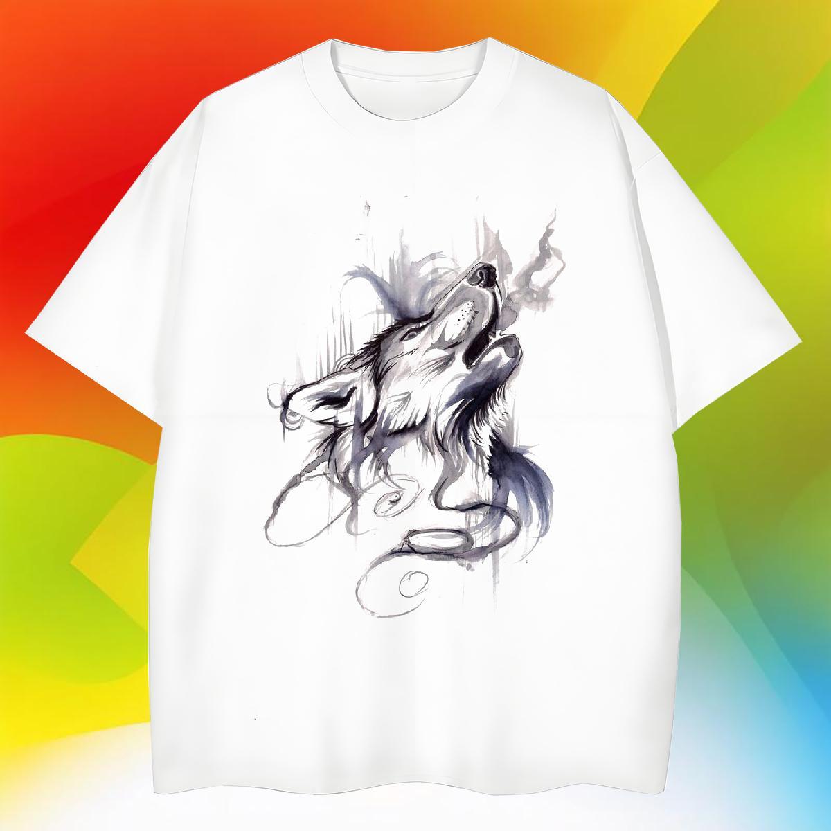 Designer Mens Tshirts wolf Street 100% Cotton 230g Wear Crew Neck Soft T Shirts Men Customized