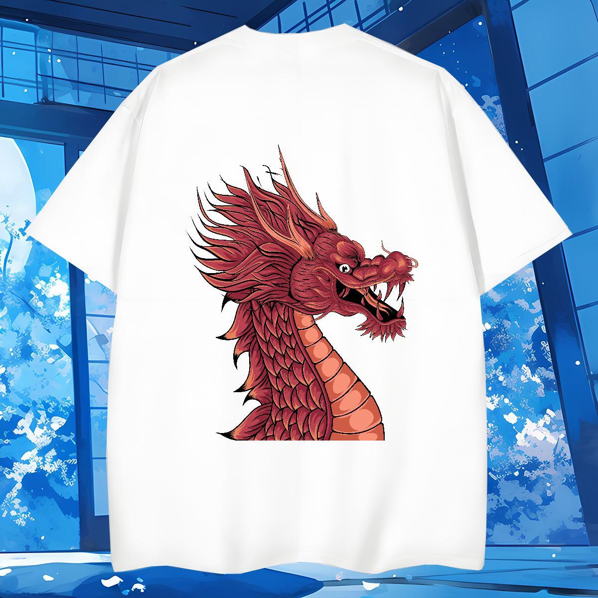 T-Shirts for Men 230g Cotton dragon Casual Beach Round Neck Short Sleeve Custom Anime Couples T Shirts Free Shipping Designer Tee Shirt
