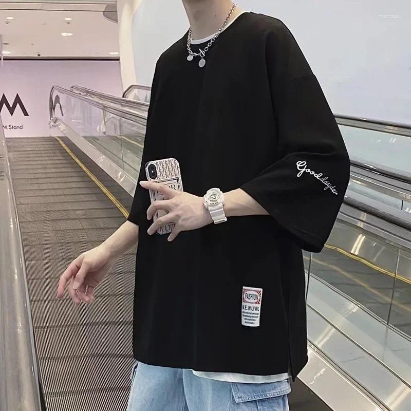 Men's T Shirts 2024 Embroidery Half Sleeve T-shirt Trendy Brand Loose Fit Round Neck Summer Short
