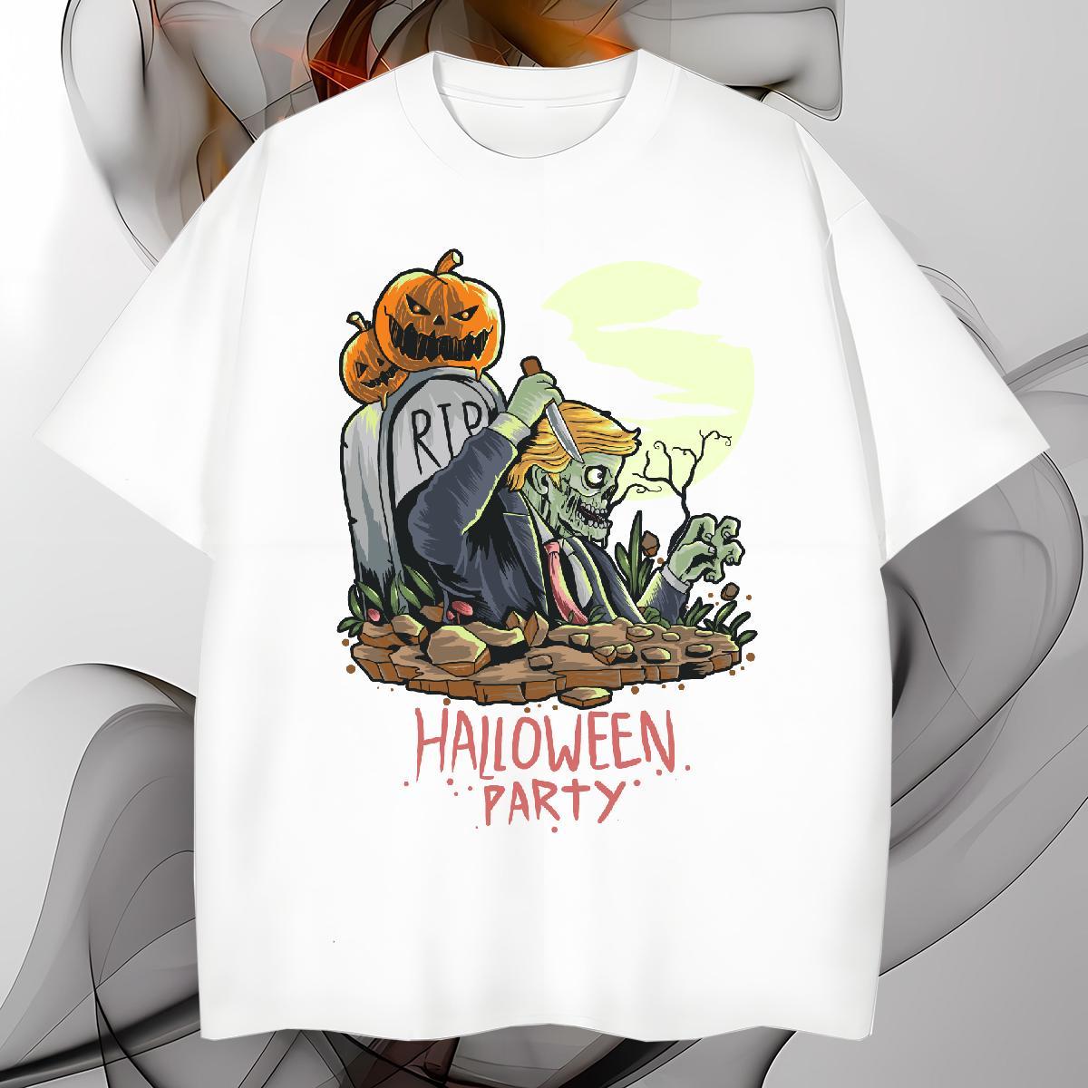 Cool T Shirts Men halloween Breathable Crew Neck Casual Beach DIY Printed 230g Cotton Couples T Shirts Casual New Clothings