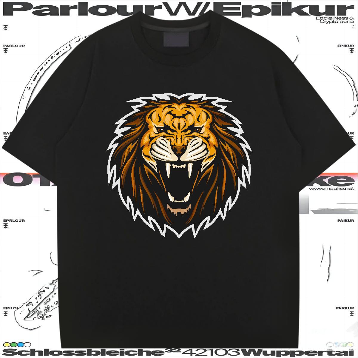 Free Shipping Man T Shirts lion Round Neck Short Sleeve Casual Oversized 230g Cotton Couples T Shirts 2024 Tees Shirts