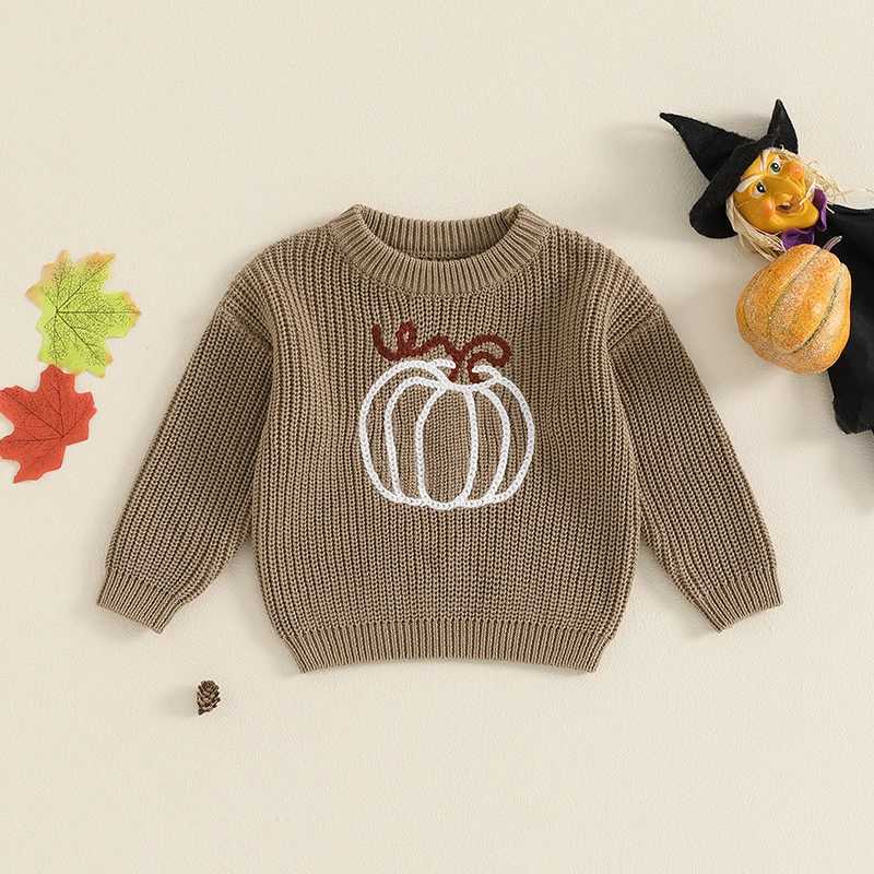 Baby Halloween Knitted Sweater Casual Pumpkin/Ghost Embroidery Warm Long Sleeve Pullover Infant Knitwear for Toddler Girl BoysXJ240819