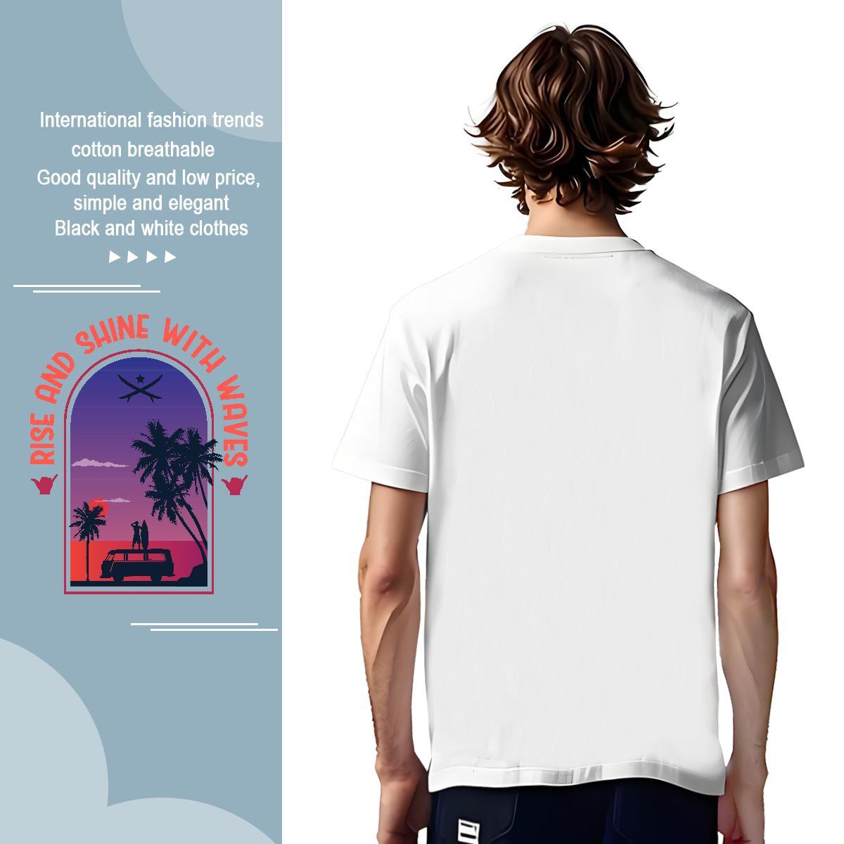 Unisex skateboarding 230g Pure Cotton Men Clothes T-Shirt Hip Hop Street Crew Neck Breathable Men T Shirts 2024 Summer Black White Tops Tees