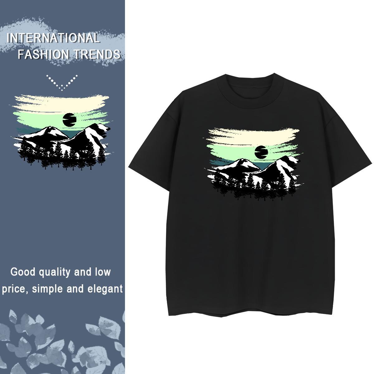 TOP Quality Tshirt for Man Woman Spring Summer Crew Neck Tops Female 230g Cotton mountains DIY Anime Printed Women T Shirts