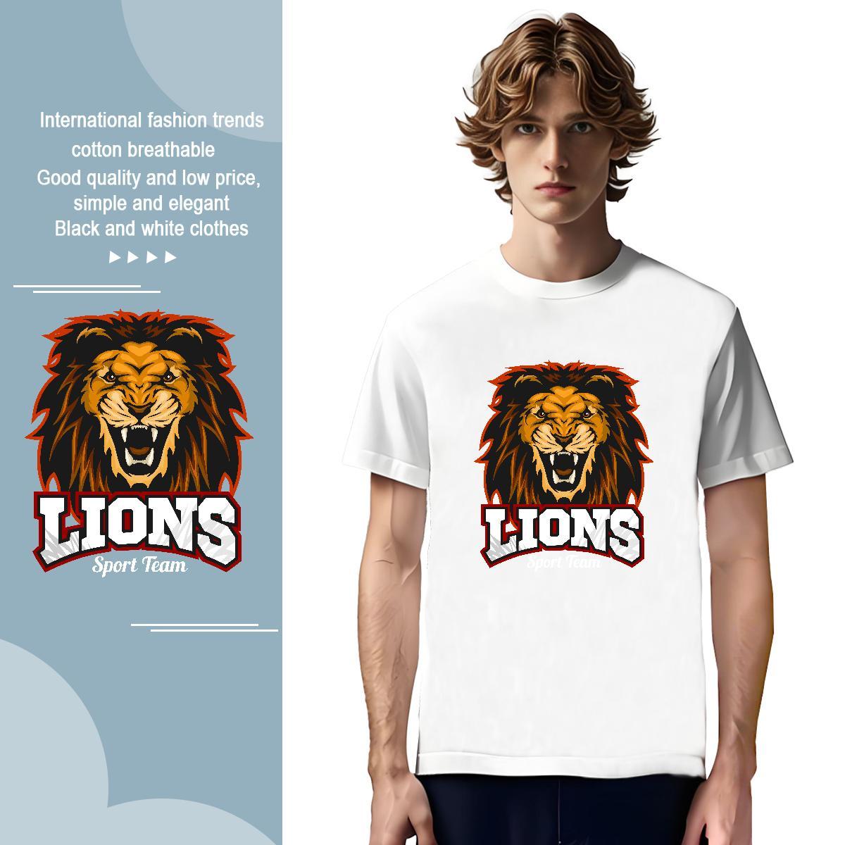Classic lion Mens T Shirts Street Casual Tshirt for Man Woman 100% Cotton 230g Fashion New Crew Neck Custom Anime Tees