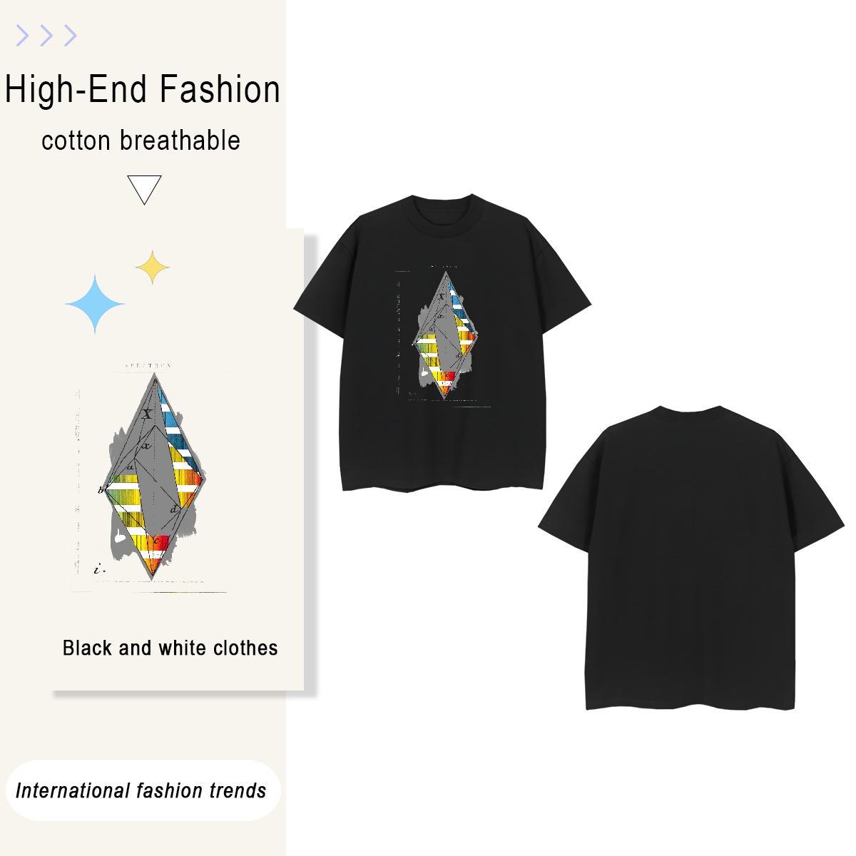 High Quality math 230g Pure Cotton Mens Tshirts High Street Hip Hop Short Sleeve O-Neck Man T Shirts Designer DIY Logo Oversized Tees