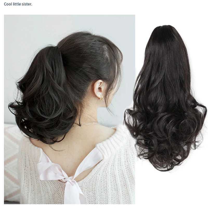 Wigsin 10 inch synthetic short curly ponytail claw clip hair extension cute female hair clip W240817