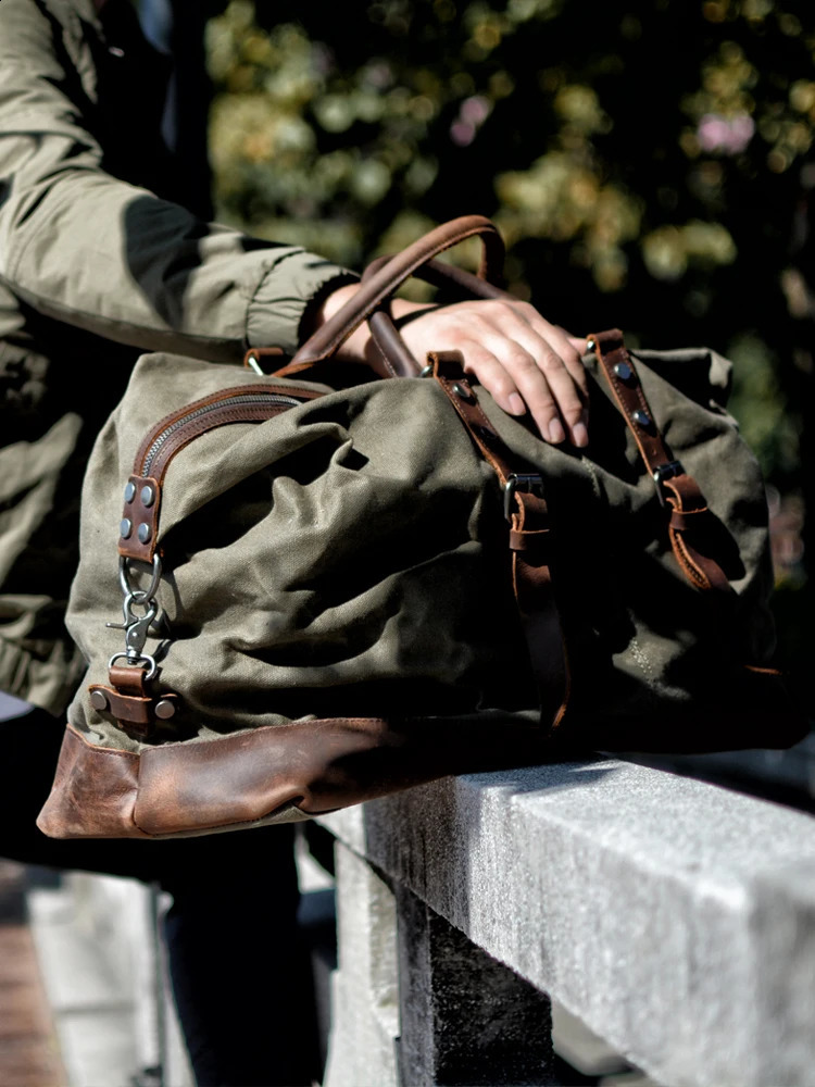 Men Travel Bags M Hand Luggage Bags Canvas Leather Travel Duffel Bags Shoulder Bags Large Capacity Weekend Overnight 240819