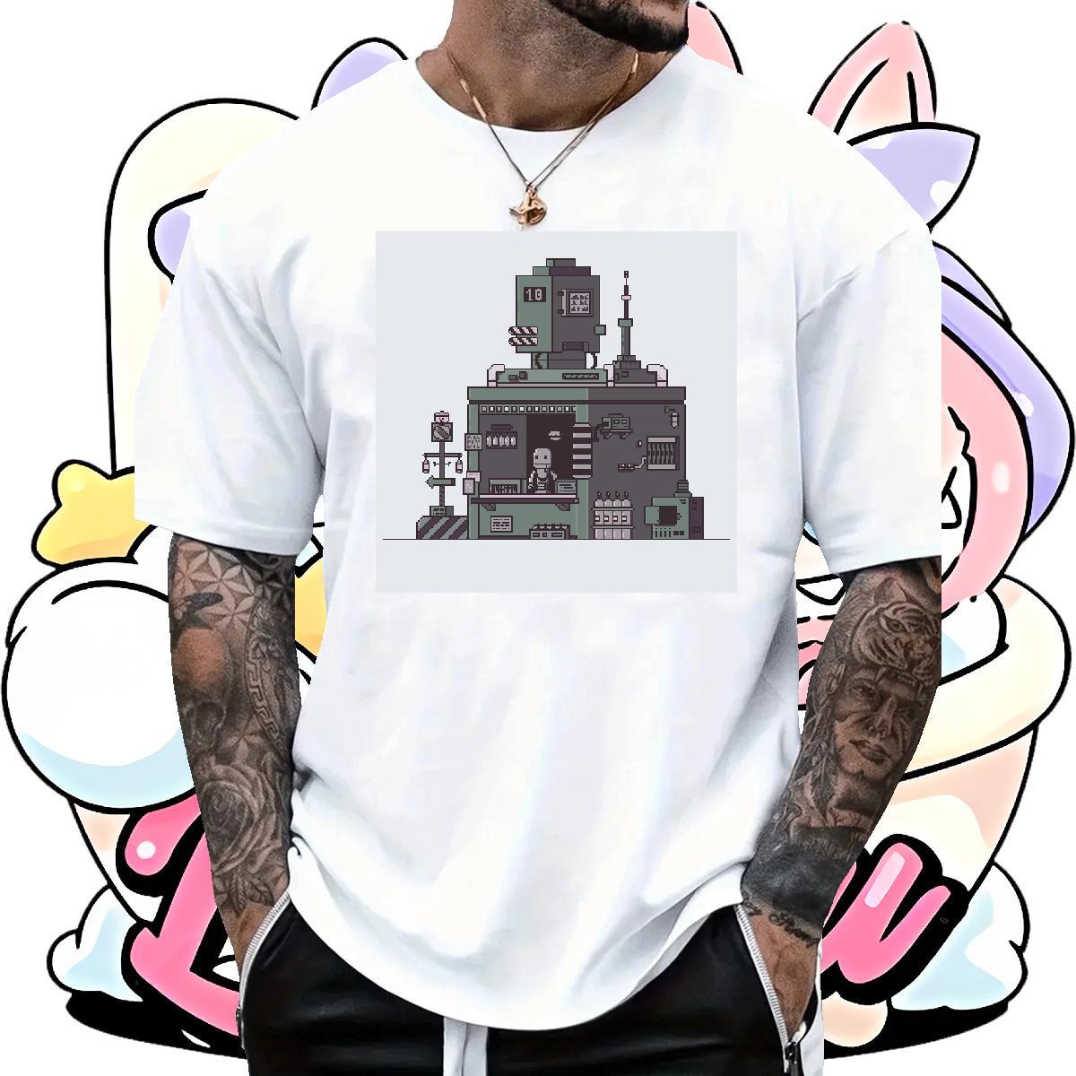 High Quality robot 100% Cotton 230g Tshirt for Man Woman Street Breathable Mens T Shirts Fashion Design Asian Size Clothings