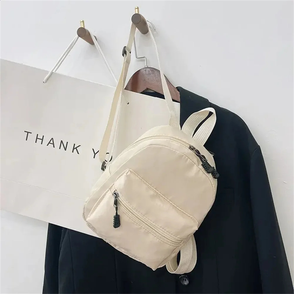 1Pc Mini Womens Backpack Trend Nylon Small School Bag White Rucksack Teen Girls Fashion Casual 240820