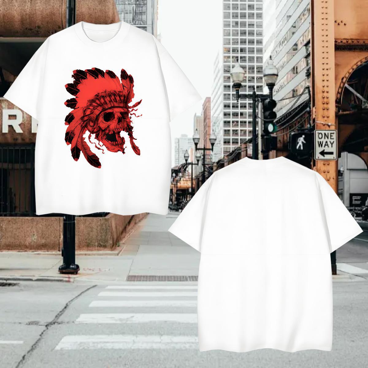 T Shirts Men 230g Pure Cotton scary Daily Wear Breathable Short Sleeve Cartoon Printing L-4XL Men Tees 2024 Designer Wholesale Tee Shirt