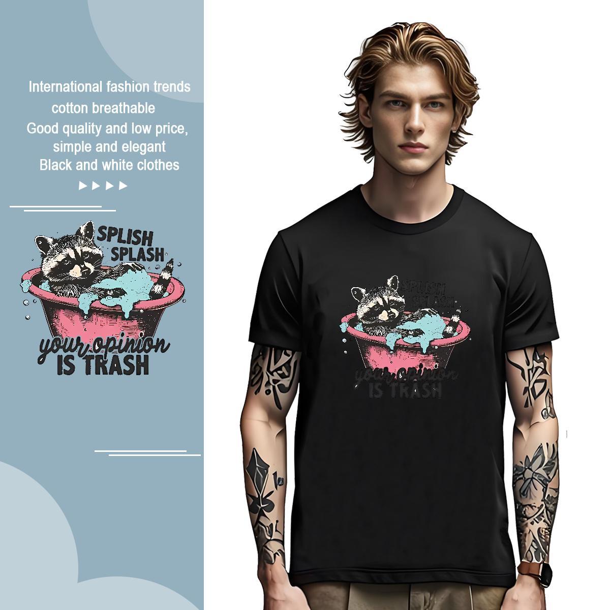 Loose T shirt animals Short Sleeve O-Neck Daily Outfit Oversized 4XL 230g Cotton Men Tops Tees Free Shipping Wear