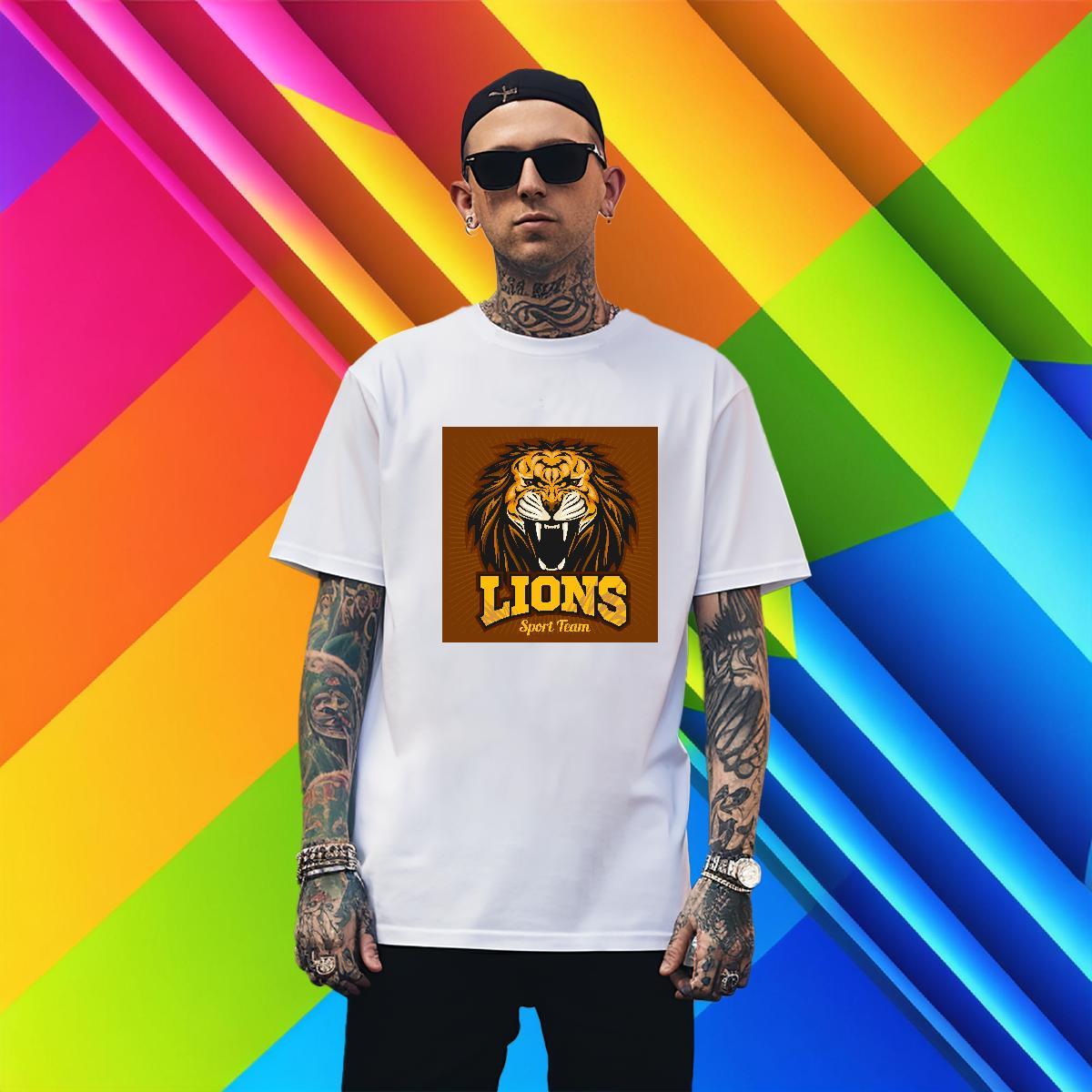 TOP Quality T Shirts Men lion O Neck Short Sleeves Casual Beach Anime 230g Cotton Men Tshirts DIY Clothes