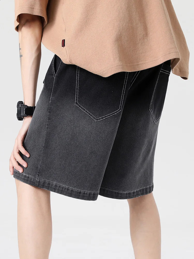 Gradient Summer Denim Shorts Mens Cotton Casual Breeze Drawstring Pocket Jeans Plus Size 8XL 240819