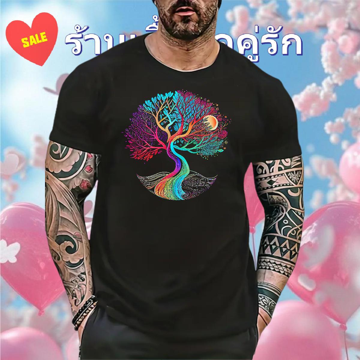 Free Shipping Men Tops Tees tree Anime Printing Street 230g 100% Cotton Clothes Breathable Soft Unisex Man T Shirts Black Oversized
