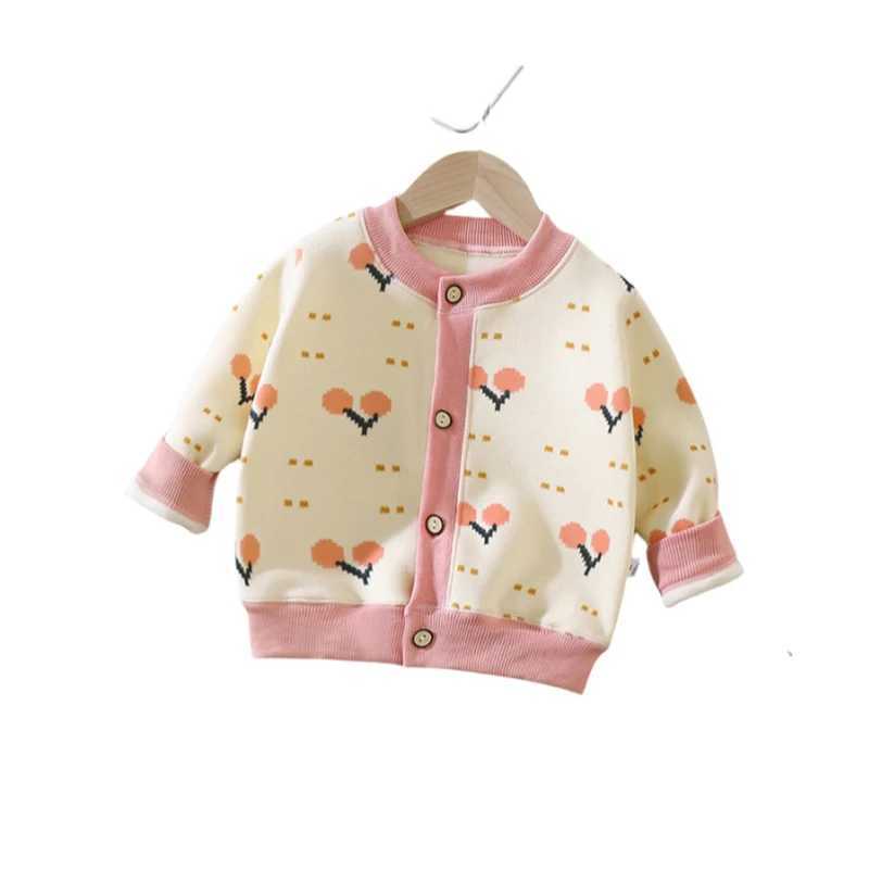 Autumn Floral Letters Print Outdoor Cardigan Sweaters for Children Girls Clothes 2 to 8 Years Infant Baby Girl WInter KnitwearXJ240819