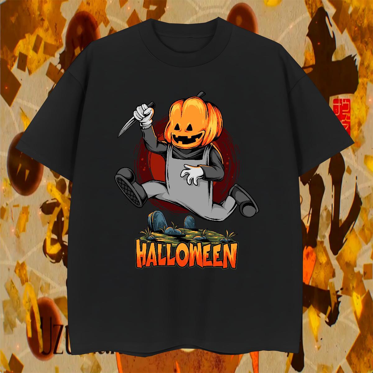 Popular T shirt pumpkin O Neck Short Sleeves Daily Wear Customized Print 230g 100% Cotton Men Tees 2024 Summer Clothes