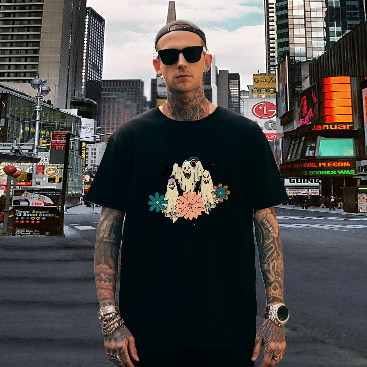 T-Shirts for Men 100% Cotton 230g demon Daily Wear Breathable Short Sleeve Anime Print Men Clothes T-Shirt Fashion Designer Cool Tops Tees