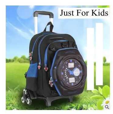 3D Children Travel Luggage Backpack on wheels Boys trolley School Backpack with wheels Kids wheeled Rolling Bags for school Y240820